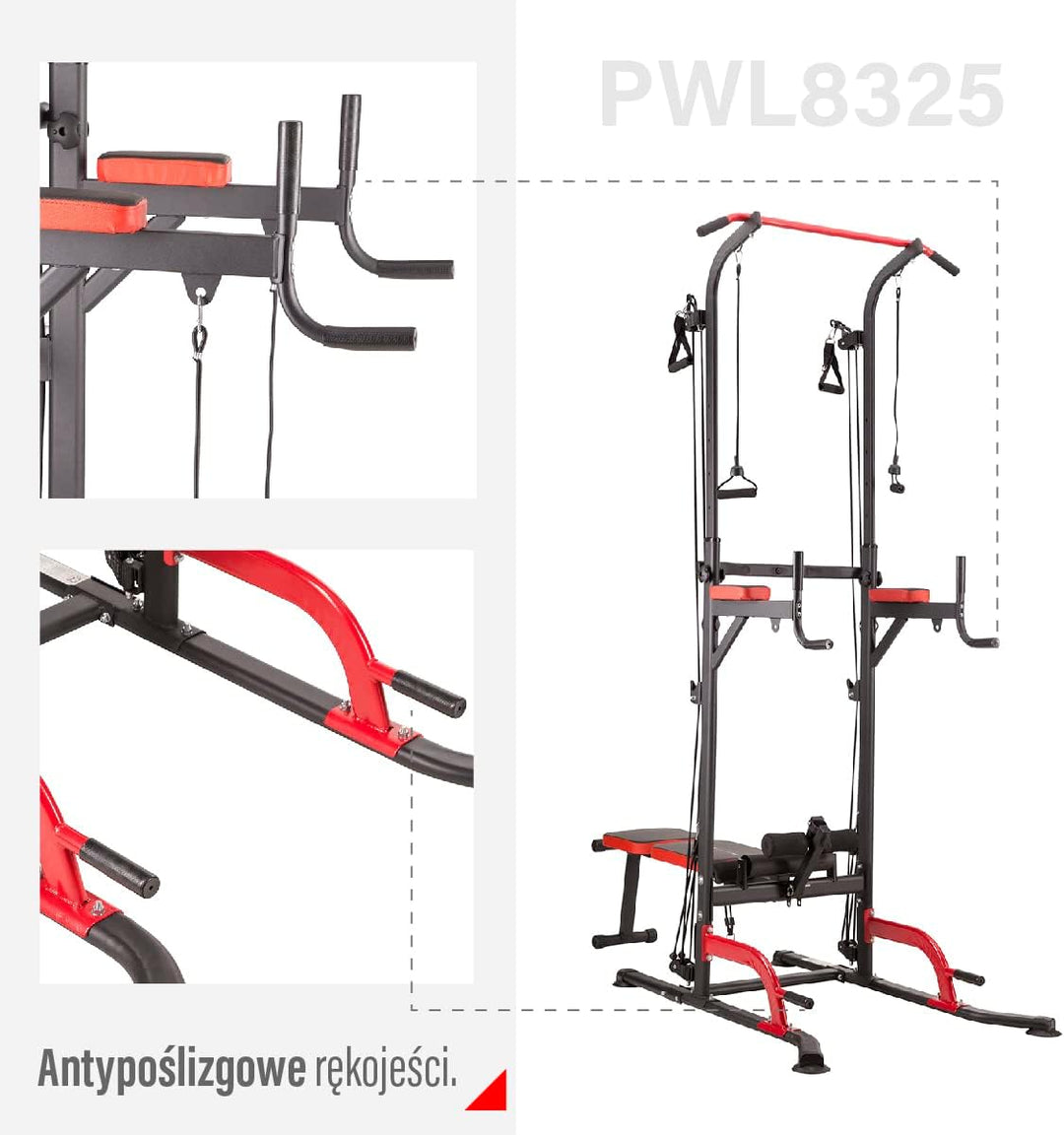 HMS Power Tower Pull Up Station with Multiple Accessories