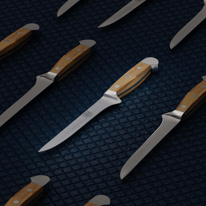 Güde X703/16 Solingen - Ausbeinmesser geschmiedet, 16 cm, Olivenholz, ALPHA OLIVE, Doppelkropf, Hand