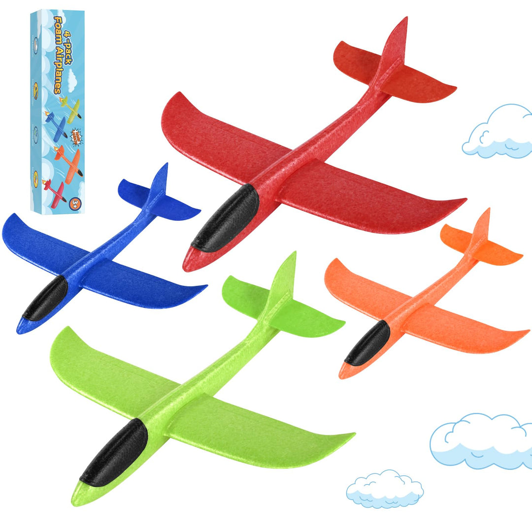 Hoiloie XXL 4 Stücke 44cm Styroporflieger Kinder,Flieger Styropor Flugzeug Styropor Kinder,Wurfgleit