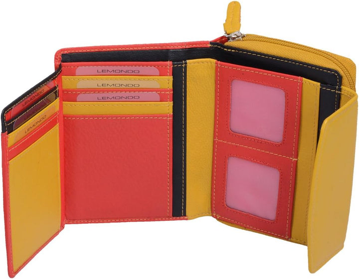 Damenbörse LEMONDO in Echt-Leder, 13x10cm Gelb, Gelb