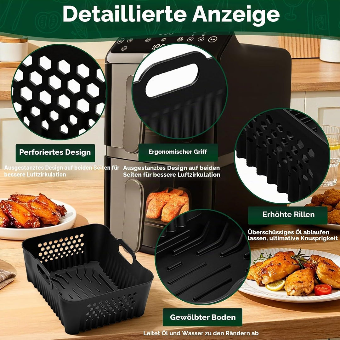 Airfryer Zubehör für Philips 4000 Series Stacked Dual Basket 10L, Airfryer Silikonform für Cosori 8,