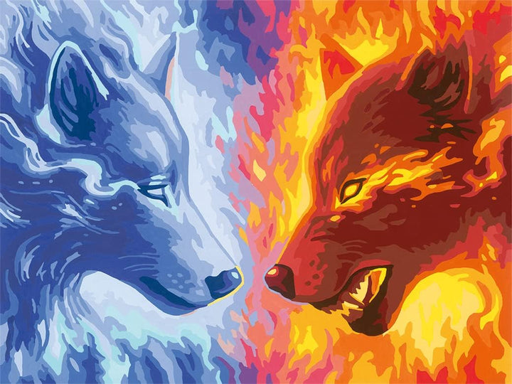 Ravensburger CreArt 23549 - Feuer & EIS - Malen nach Zahlen Erwachsene, DIY Malset mit Pinsel und Ac