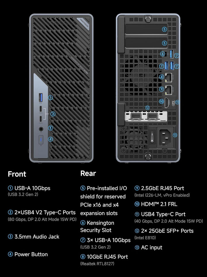 MINIS FORUM MS-02 Ultra Workstation Mini PC, Intel Core Ultra 9 285HX (24C/24T, up to 5.5GHz),PCIe 5