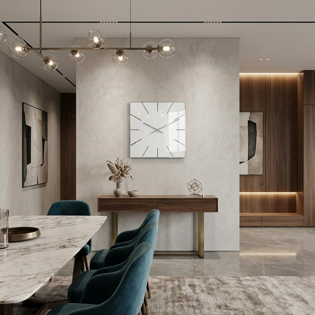 FLEXISTYLE Moderne grosse Wanduhr Exact 50cm, Acrylglas und Acrylspiegel, Stille, Wohnzimmer, Schlaf
