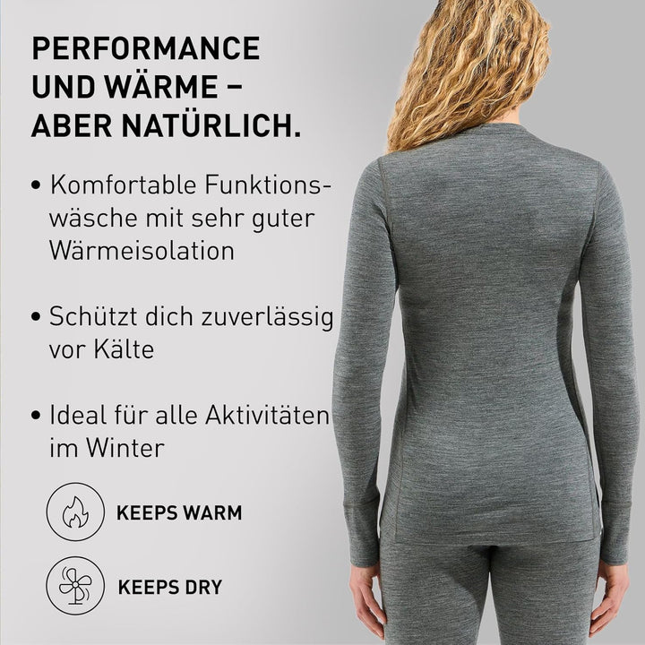 Odlo Natural Merino 200 Base Layer mit Odlo Steel Grey Melange XL, Odlo Steel Grey Melange XL