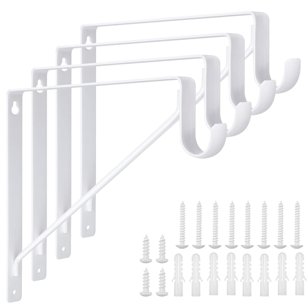4 Stück robuste Schrankstangenhalterungen, 27,9 x 27,9 x 2,5 cm, weisse Schrankstangenstütze, Stahl-