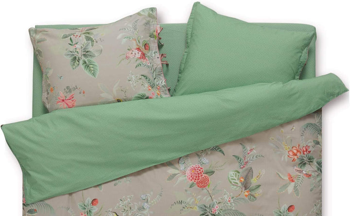 PIP Studio Bettwäsche Floris Khaki 1 Bettbezug 200 x 200 cm + 2 Kissenbezüge 80 x 80 cm, 1 Bettbezug