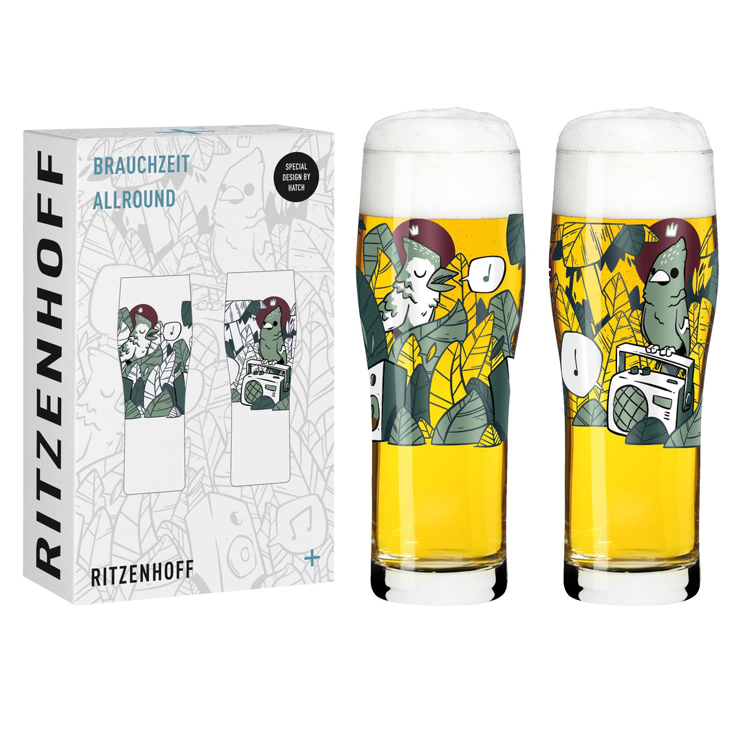 RITZENHOFF 3781003 Trinkglas universal 600 ml – Serie Brauchzeit Nr. 3 – 2 Stk. mit abgestimmtem Mot