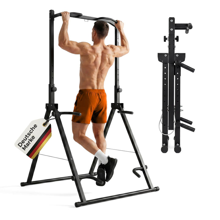 Parex Klappbarer Power Tower – 4-in-1 Klimmzugstange freistehend & Dip Station, Höhenverstellbare Kr