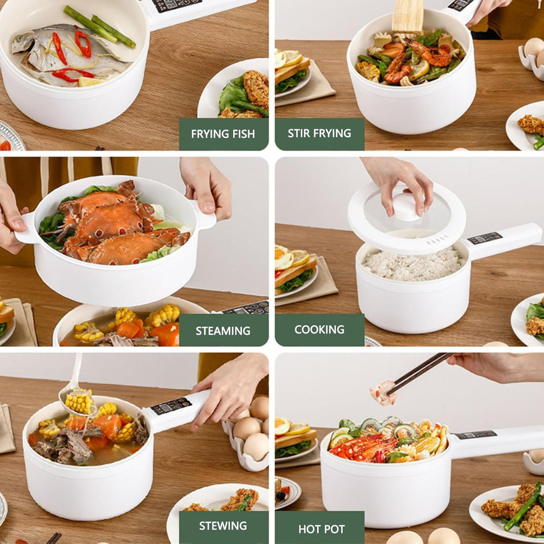Hot Pot Elektrisch, 600 W, 1,8 L Multifunktions-Nudelkocher Nicht Klebrig Langen Griff Tragbarer Top