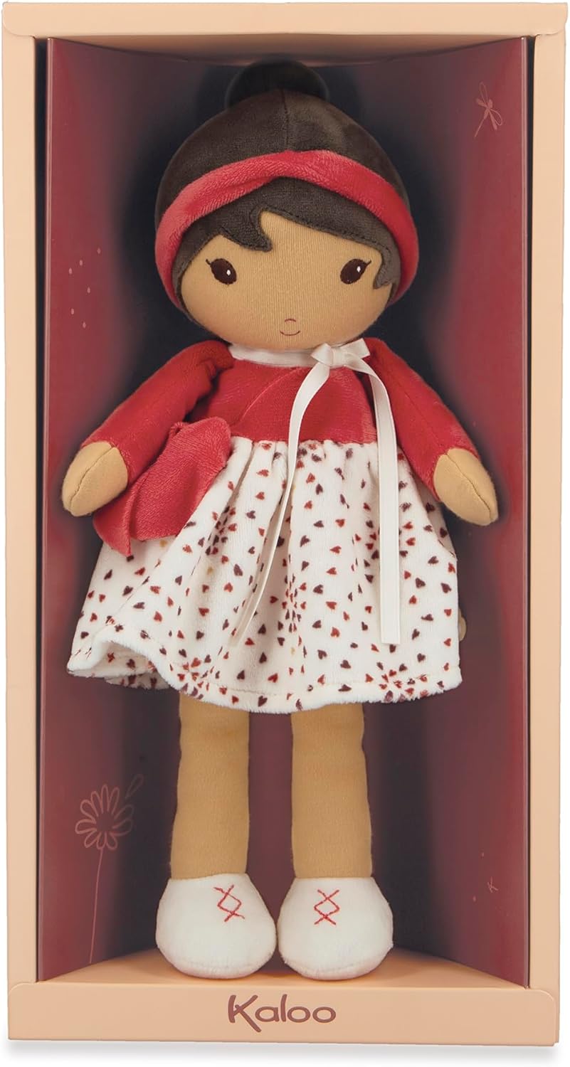 KALOO – Tendresse – Meine 1. Stoffpuppe Emilie – 32 cm grosse Stoffpuppe – Rock aus Microsamt und ro