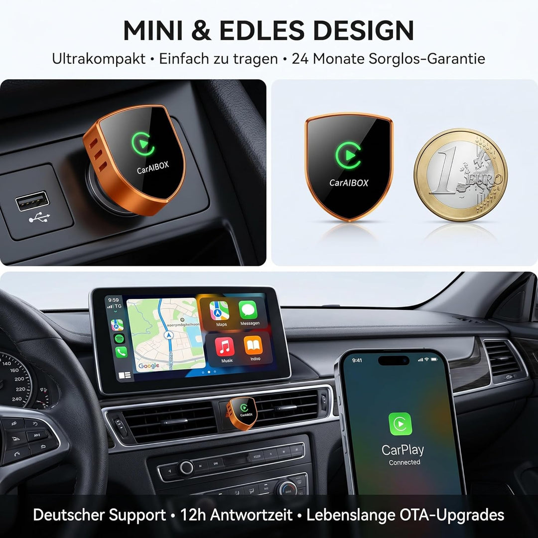 2026 2-in-1 Wireless CarPlay & Android Auto Adapter, Schild-Metallgehäuse, Ultraschneller WiFi 6 Don