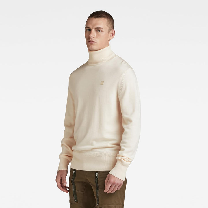 G-STAR Herren Premium Core Turtle Knitted Sweater XL Beige (Eggnog D21933-b692-g076), XL Beige (Eggn