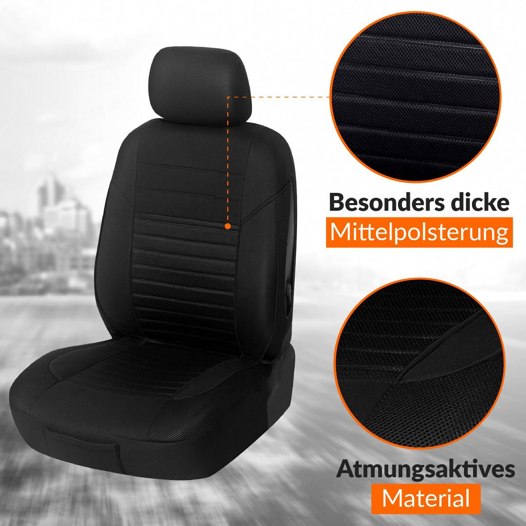 Upgrade4cars Autositzbezüge Set Universal | Autoschonbezüge Vordersitze & Rückbank | Autositzbezug S