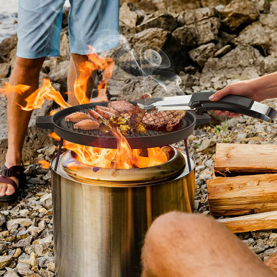 Onlyfire Gusseisen Grillplatte mit Abnehmbaren Füssen, BBQ Griddleplatte für Solo Stove 15" Ranger F