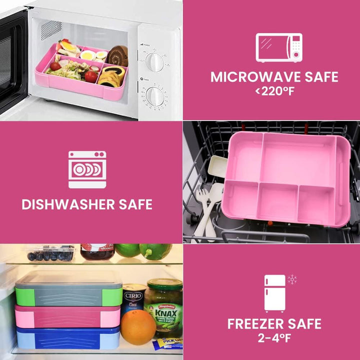 Bugucat Brotdose Kinder mit Fächern 1330ML,Lunchbox Kinder Bento Box Auslaufsicher mit 6 Fächern Bes