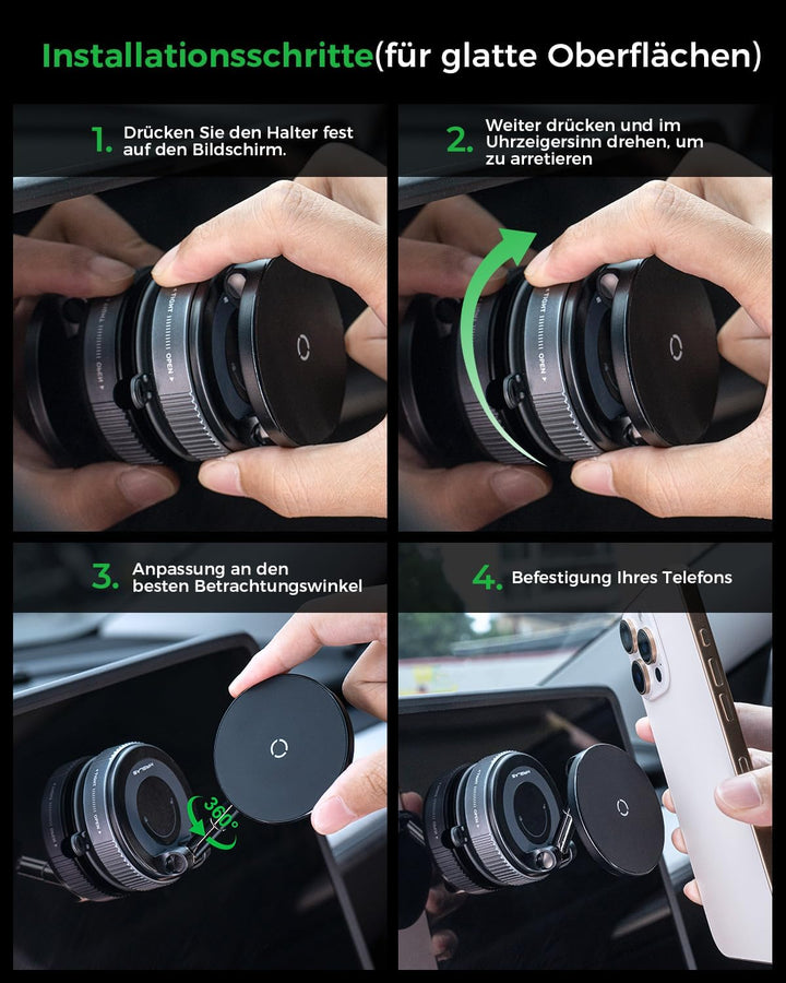 MRGLAS 15W Vakuum Magnetische Handyhalterung mit Ladefunktion,360° Verstellbarer Saugnapf Handy Halt