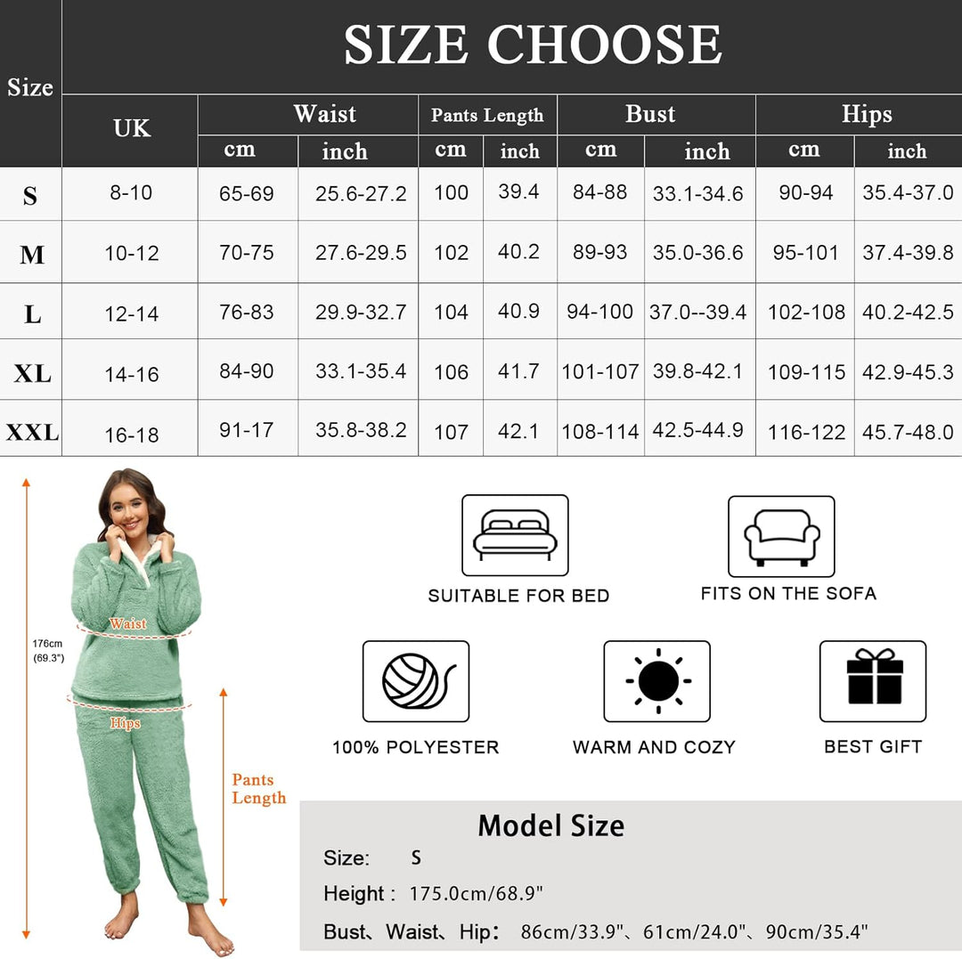 Niwicee Schlafanzug Damen Lang Pyjama Damen 2-Set, Hausanzug Damen Kuschelig Weich Nachtwäsche Sleep