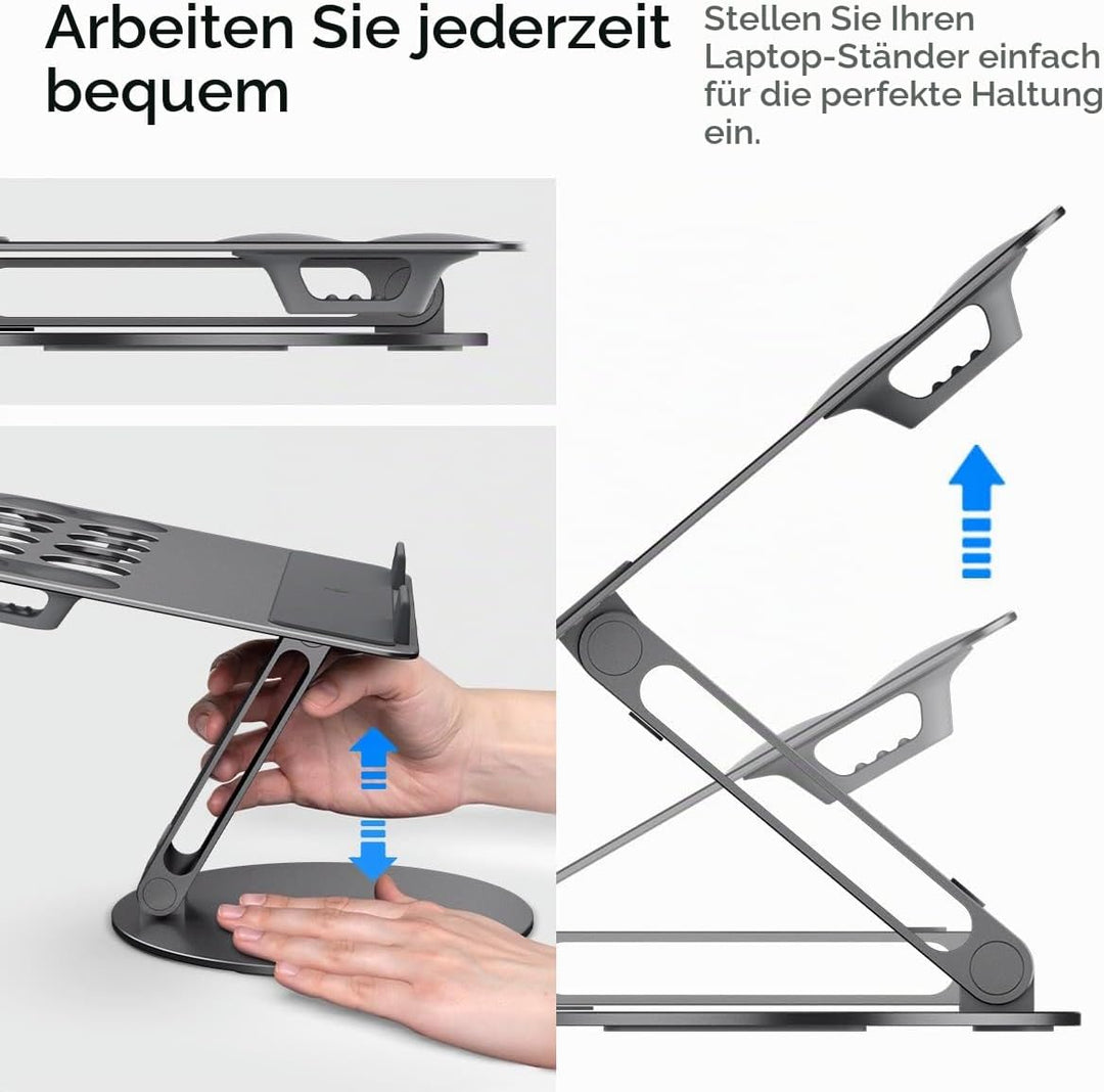 Spigen Laptop-Ständer, Höhenverstellbar &amp; rutschfeste Silikonauflagen【inkl. 4X Klett-Kabelbinder, Ka