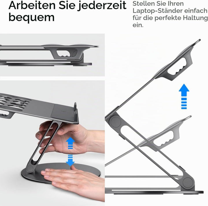 Spigen Laptop-Ständer, Höhenverstellbar &amp; rutschfeste Silikonauflagen【inkl. 4X Klett-Kabelbinder, Ka