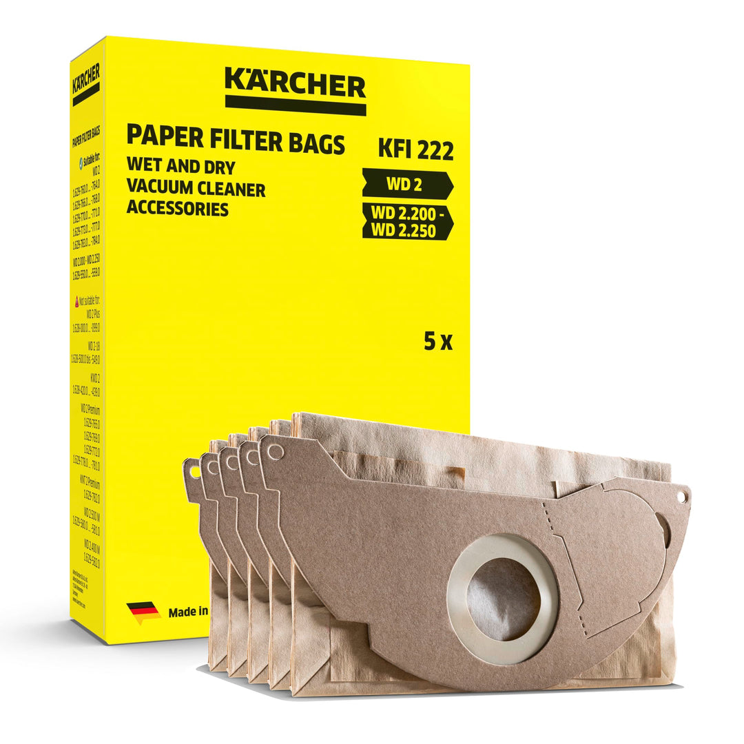 Kärcher Original Papierfilterbeutel KFI 222: 5 Stück, 2-lagig, Artikelnummer 6.904-332.0