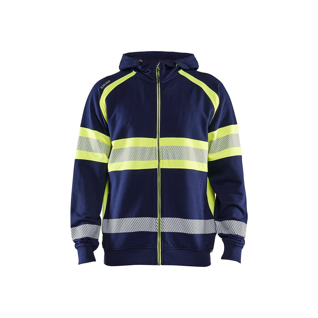 BLÅKLÄDER Blaklader 3552-1158 Warnschutz-Sweatshirt mit Kapuze, Marineblau/Warngelb