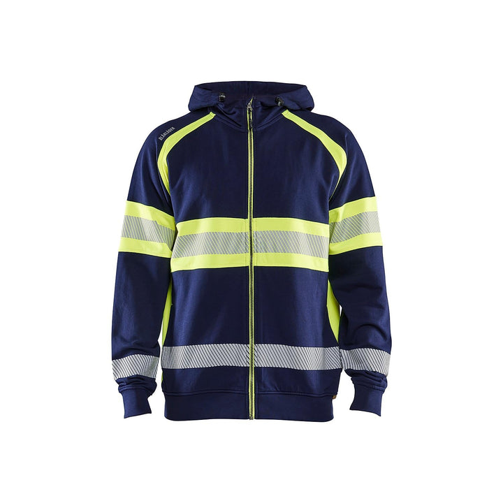 BLÅKLÄDER Blaklader 3552-1158 Warnschutz-Sweatshirt mit Kapuze, Marineblau/Warngelb