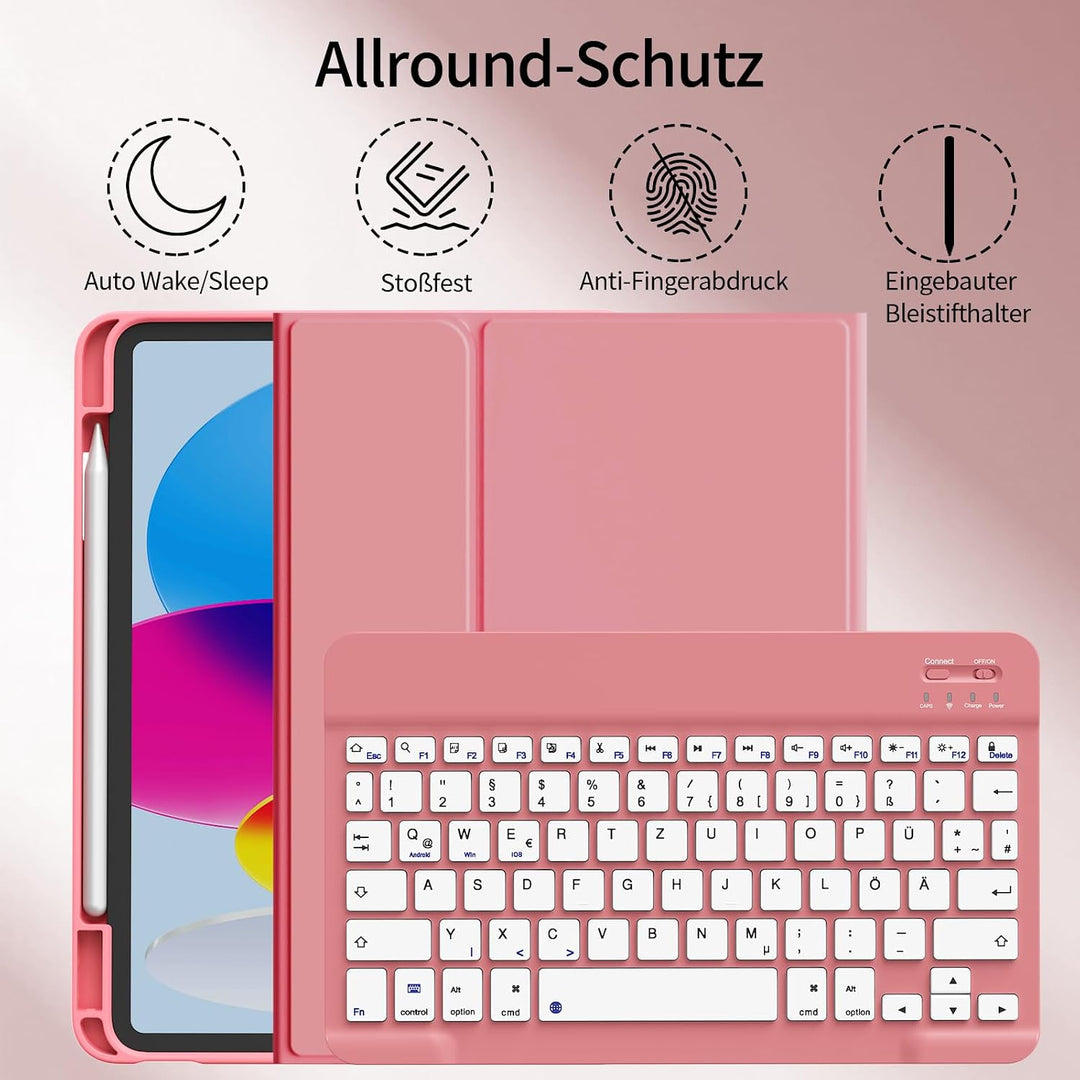 Tastatur Hülle für iPad 11. Generation 2025 A16, iPad 10. Generation 2022 10,9 Zoll, Weiche TPU Hüll