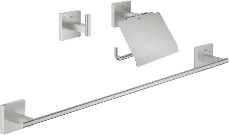 GROHE Start Cube - Bad- Set 3-in-1 (verdeckte Befestigung, Material: Metall, langlebig), supersteel,