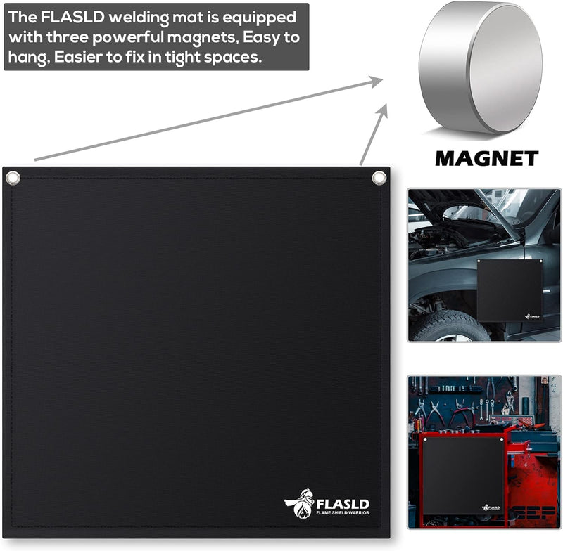 FLASLD Magnet-Flammenschutz zum Löten und Löten, 45 x 45 cm Hochtemperatur-Klempnerpad-Hitzeschutz,