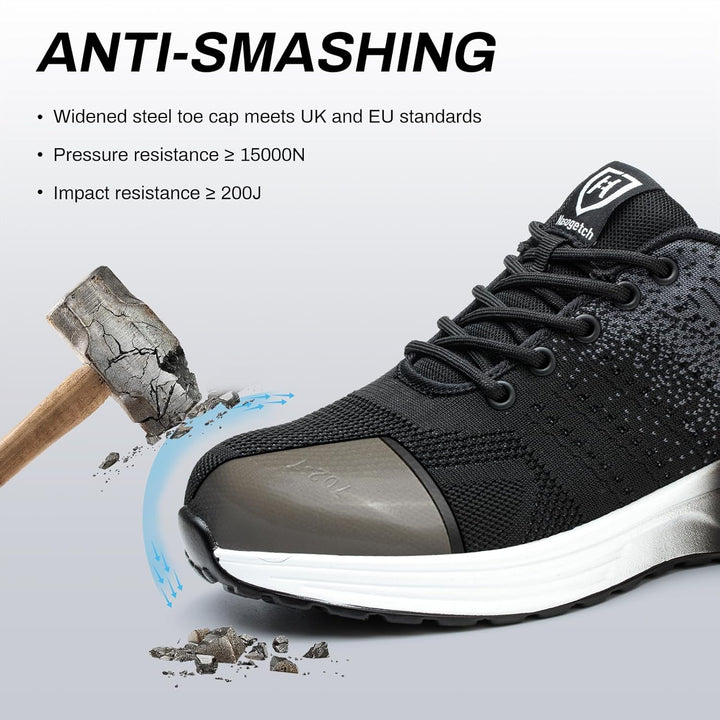 Sicherheitsschuhe Herren Arbeitsschuhe Damen Leicht Sportlich Arbeitsturnschuhe mit Stahlkappe rutsc