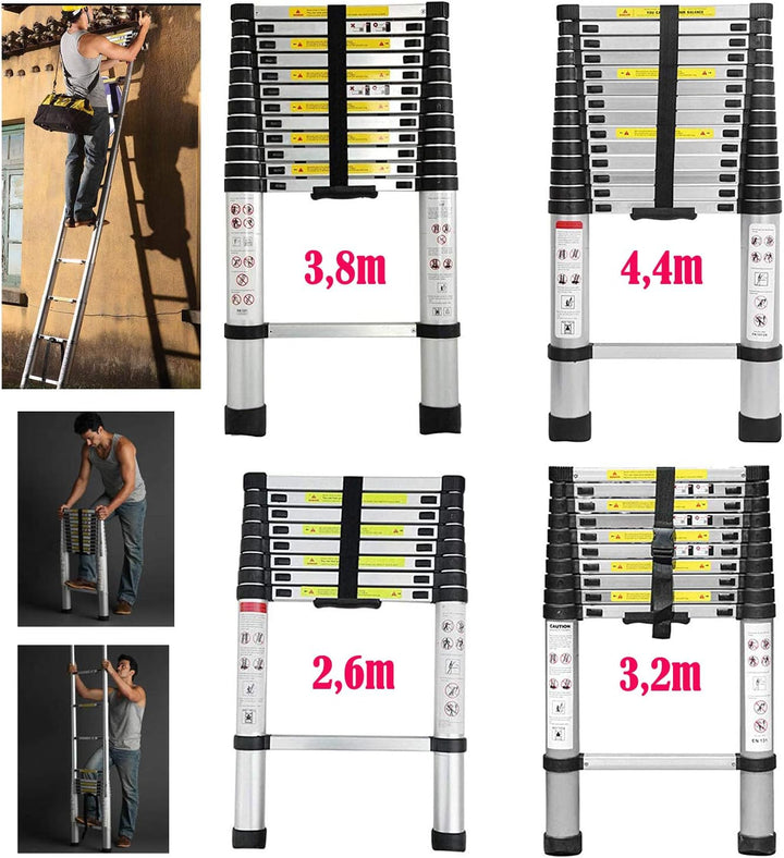3,2 m Alu Arbeitsstufenleiter Dekorateure DIY ausziehbare Teleskop-Dachbodenleiter 10,5 Fuss Mehrzwe