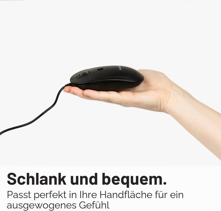Macally Stille USB-Maus - Schlank & Kompakt für Apple Mac oder Windows PC Laptop/Desktop - Mit Optis