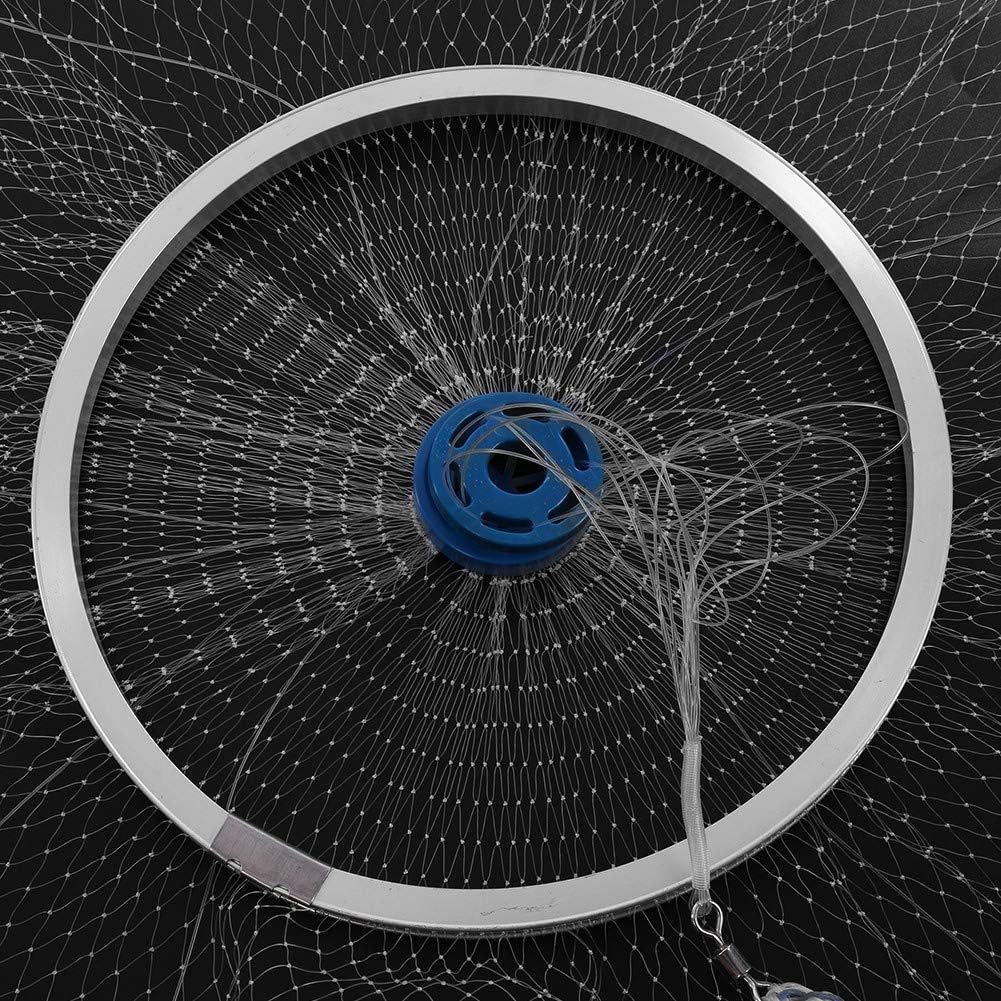 Angelnetz, Wurfnetz, Angelnetz, 2,4 m, Nylon, mit 8 m langem Handseil, Nylon 2.4m, 2.4m