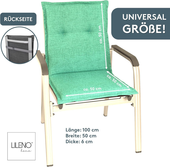 LILENO HOME Gartenstuhl Auflagen als [2er Set - Niedriglehner] in Türkisgrün - Bequeme Liegen als Si