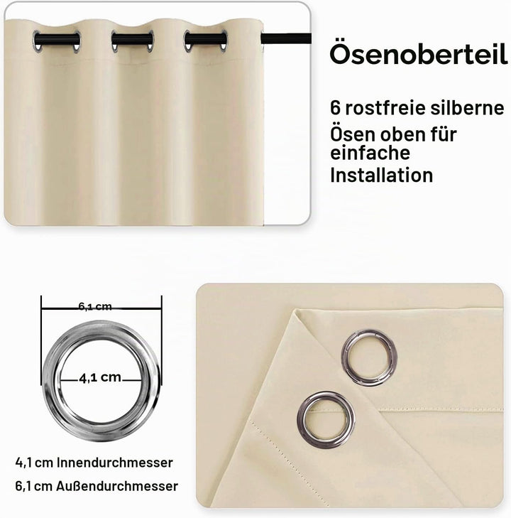 DWCN Blickdichte Vorhänge Verdunkelungsgardinen mit Ösen 2 Stücke Thermogardine für Wohnzimmer,Schla