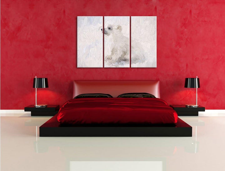Pixxprint niedliches Eisbär Baby Kunst als Leinwandbild/Grösse: 3 Teilig (120x80) / Wandbild/Kunstdr