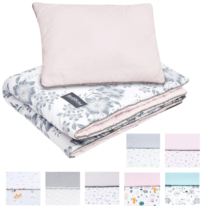 Bellochi Multifunktional Baby Decke Set - Doppelseitig Baby Bettwäsche 75x100 cm und Kissen 30x40cm