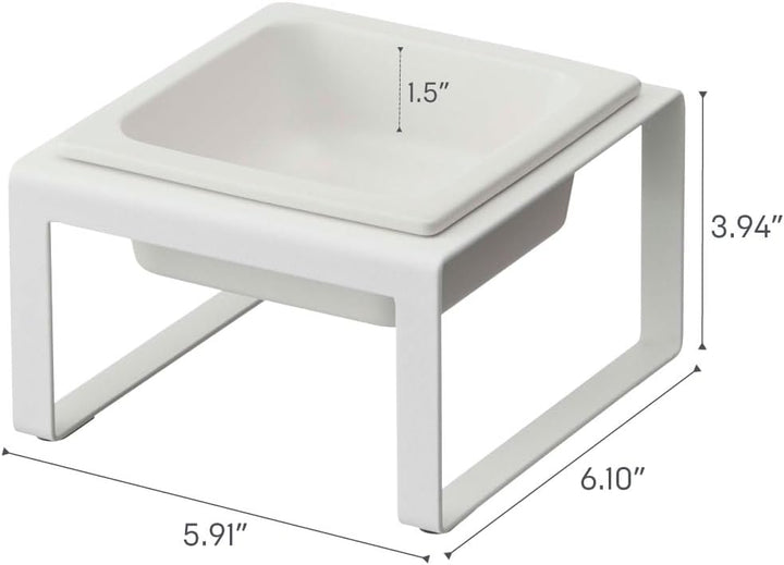 Yamazaki 5816 TOWER Futternapf, Single, 300ml, weiss, Stahl/Keramik, Minimalistisches Design, Weiss