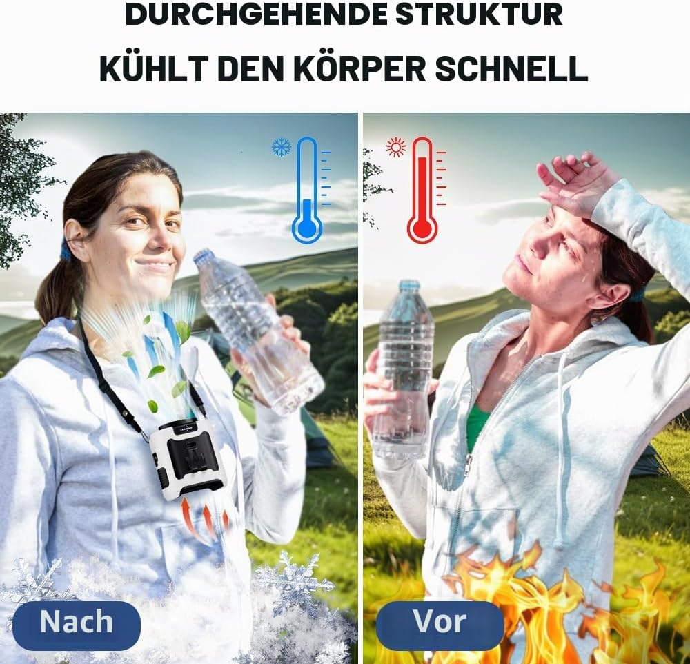 CAZOKASI Verbesserter 10.000 mAh Taillenclip, tragbarer persönlicher Kühlventilator, Grau | Bis zu 4