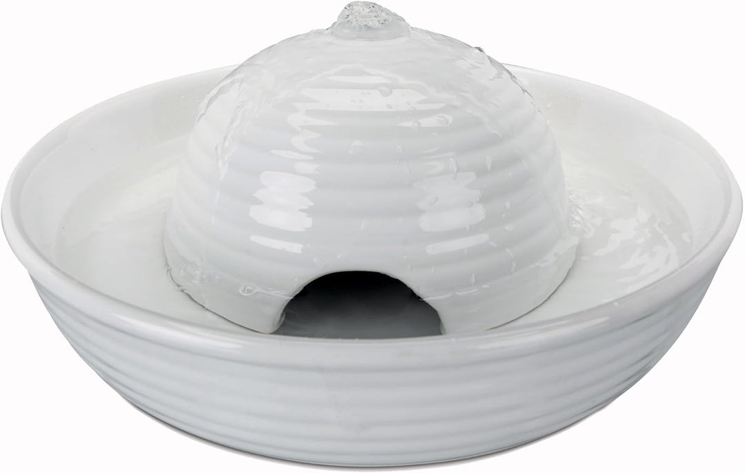 TRIXIE elektronischer Wasserspender "Trinkbrunnen Vital Flow Mini, Keramik, 0,8 l/ø 24 × 10 cm, weis