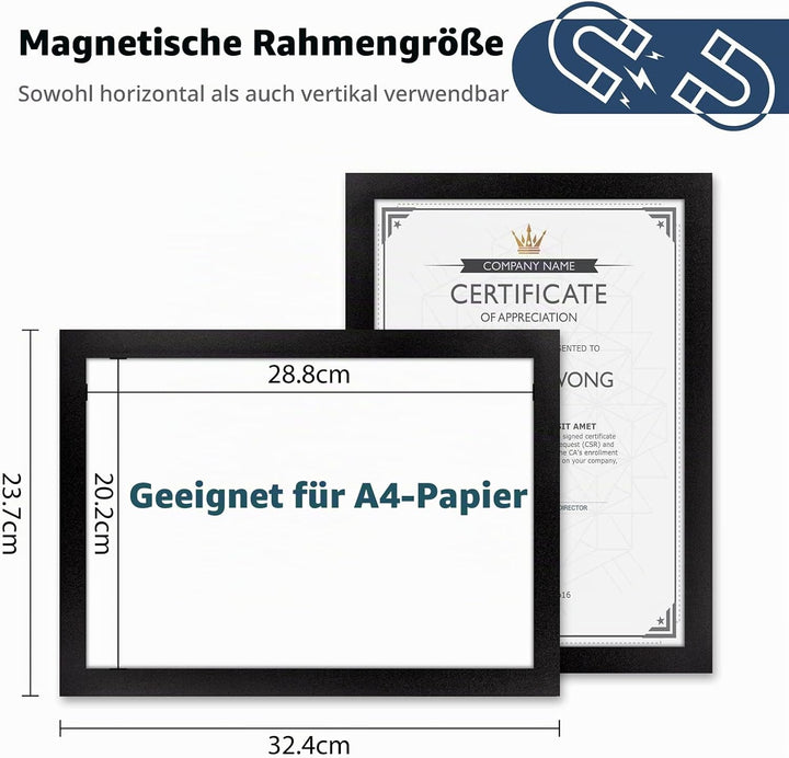 VAIIGO Magnetrahmen Info-Rahmen Selbstklebend mit Magnetverschluss für Informationsrahmen DIN A4 For