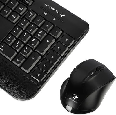 Lacerto® | Bilinguale Russisch-Deutsche Kabellose 2,4 GHz Multimedia Tastatur & Maus Set, Russian-Ge