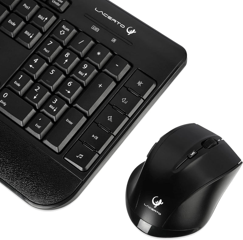 Lacerto® | Bilinguale Russisch-Deutsche Kabellose 2,4 GHz Multimedia Tastatur & Maus Set, Russian-Ge