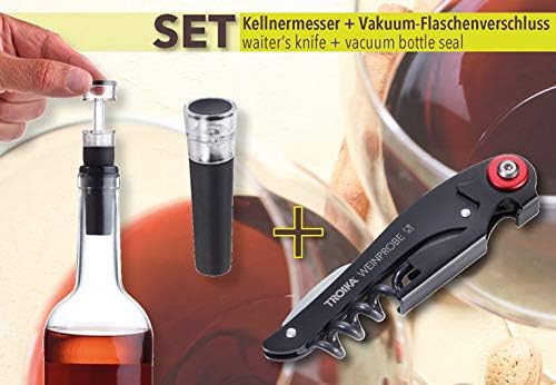 TROIKA WST01/BK Korkenzieher, Edelstahl, Schwarz