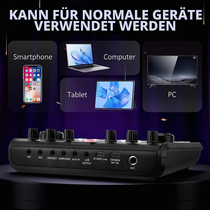 Podcast Mikrofon Bündeln für 2, Streaming-Mikrofon-Podcasting-Kit, DJ-Set-Audio-Interface mit P999ma