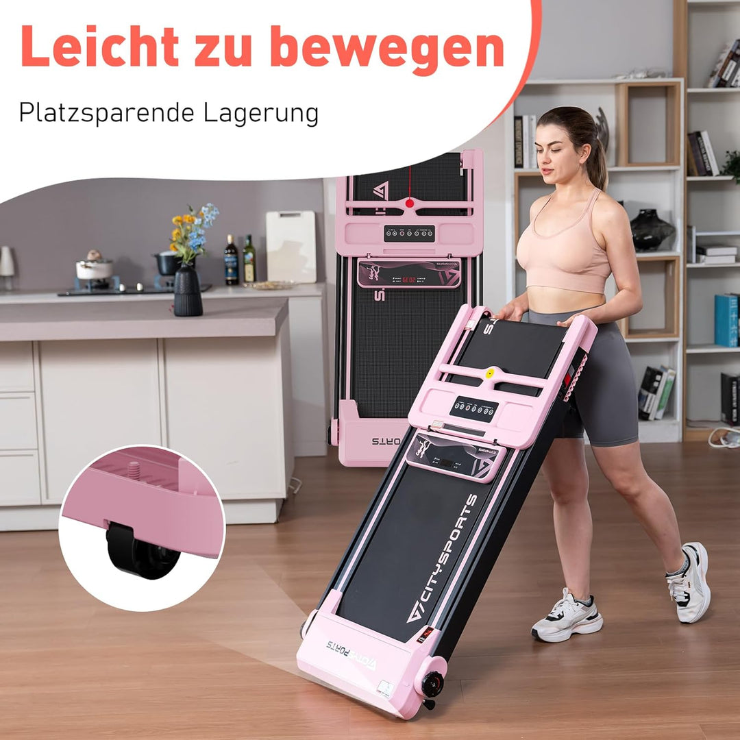 CITYSPORTS Elektrisches Laufband,Klappbares Laufband für Zuhause bis 12 km/h,mit LED-Anzeige,APP und