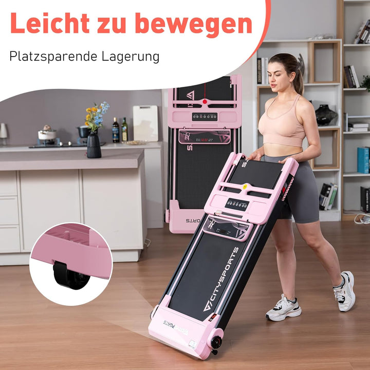 CITYSPORTS Elektrisches Laufband,Klappbares Laufband für Zuhause bis 12 km/h,mit LED-Anzeige,APP und