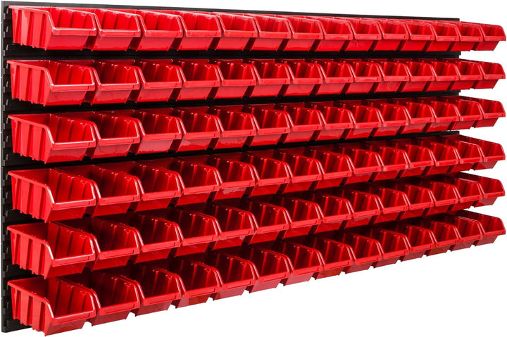 Lagersystem Werkstattregal | 172 x 78 cm | 84 stck. Box | Wandregal mit Stapelboxen - Wandplatten Ex
