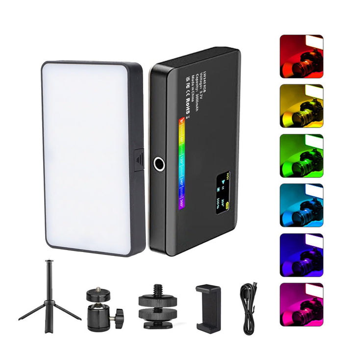LED Selfie Licht, 360 Grad Vollfarb RGB Fülllicht mit Stativ Kugelkopf, 2500 Bis 9000 K, Leichtes LE